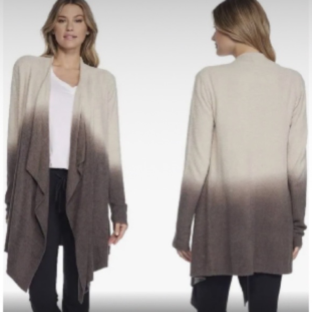 Barefoot Dreams Calypso Ombre Waterfall Soft Cardigan, Size Medium, Black Gray